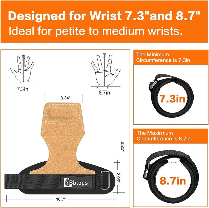 Bbtops Weight Lifting Wrist Strap, Double-Layer Leather Wrist Straps for Gym Strength Training Weightlifting,Deadlift and Powerlifting, Enhance Grip Strength Neoprene Padding Gym Workout Lifting Straps for Men & Women (Pair) - Image 2